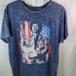 Karl Ferris Mens Tee Shirt "Jimmi Hendrix" Size XL in Blue